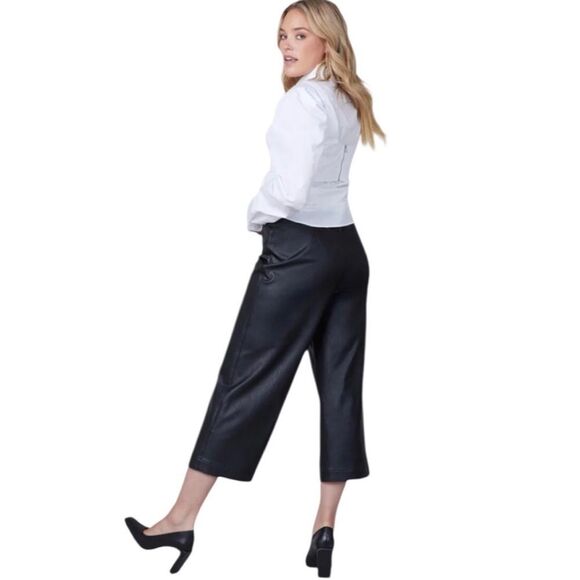 Spanx Slim Straight Pull On Pant Faux Leather Brown Ankle Length Size Medium - Picture 1 of 13